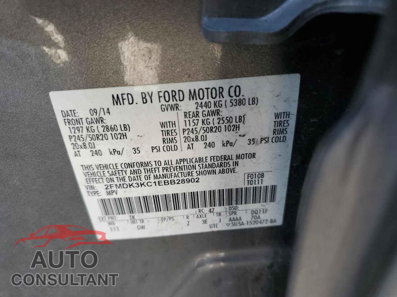 FORD EDGE 2014 - 2FMDK3KC1EBB28902