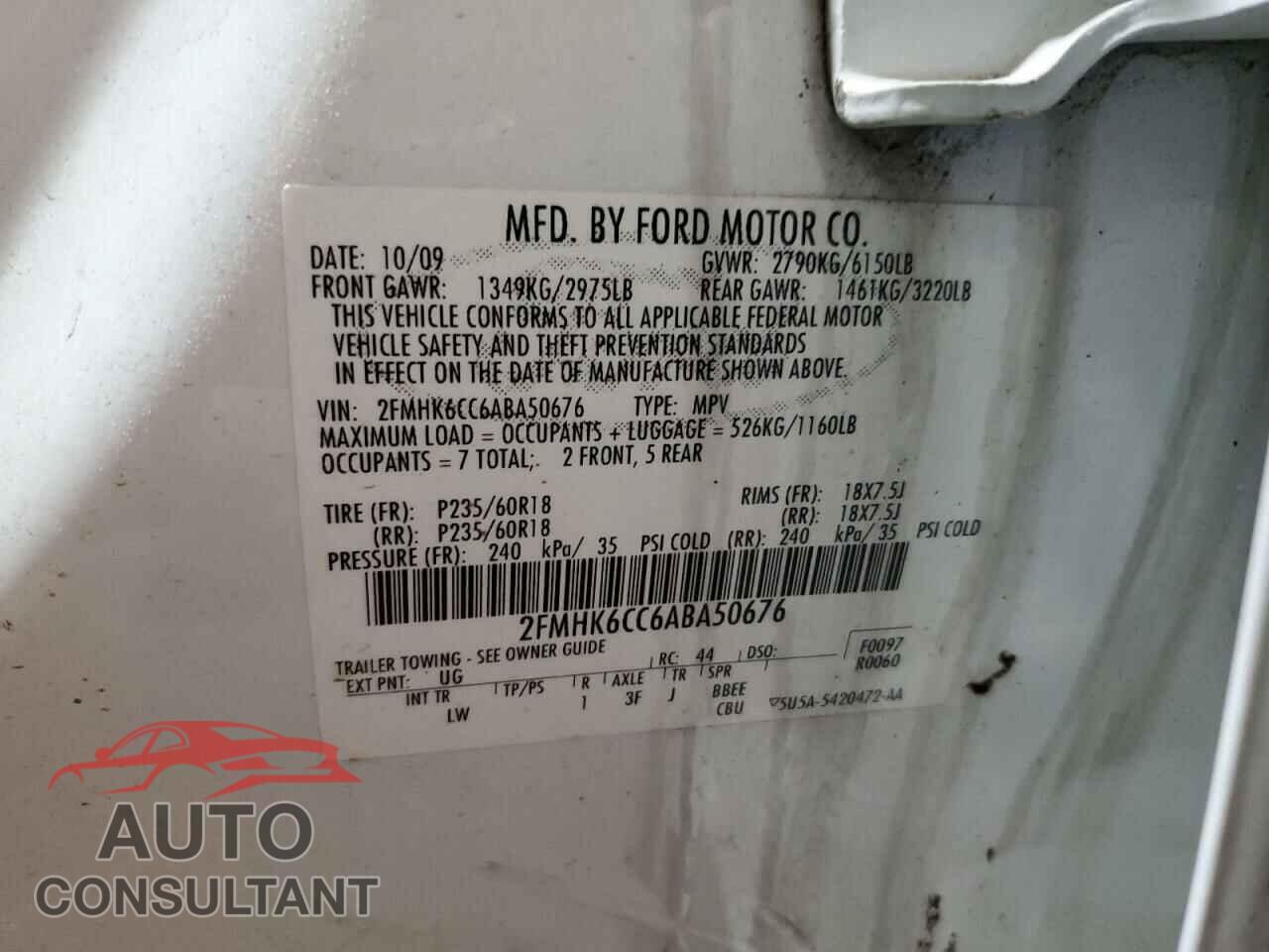 FORD FLEX 2010 - 2FMHK6CC6ABA50676