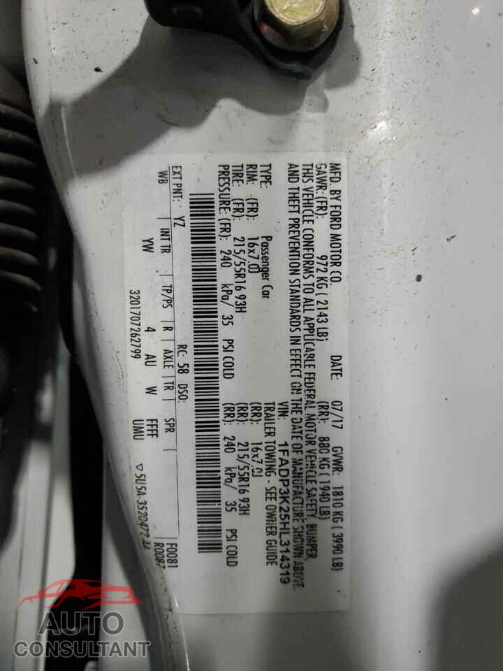 FORD FOCUS 2017 - 1FADP3K25HL314319