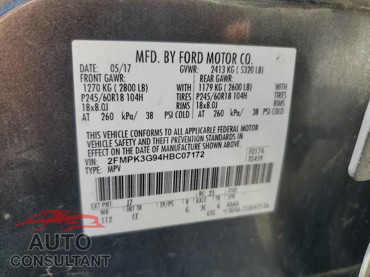 FORD EDGE 2017 - 2FMPK3G94HBC07172