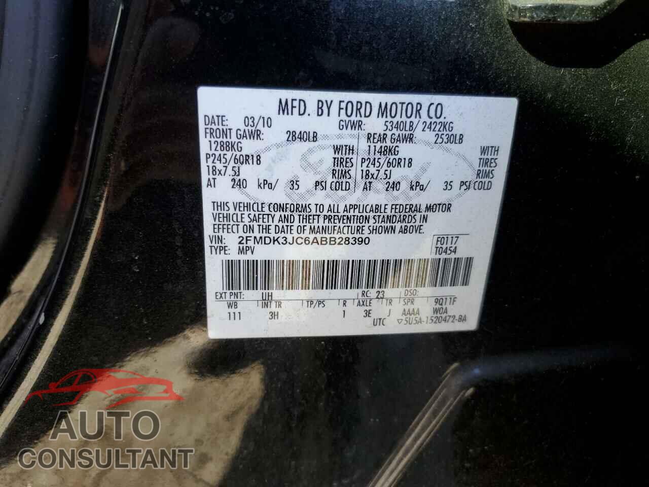 FORD EDGE 2010 - 2FMDK3JC6ABB28390