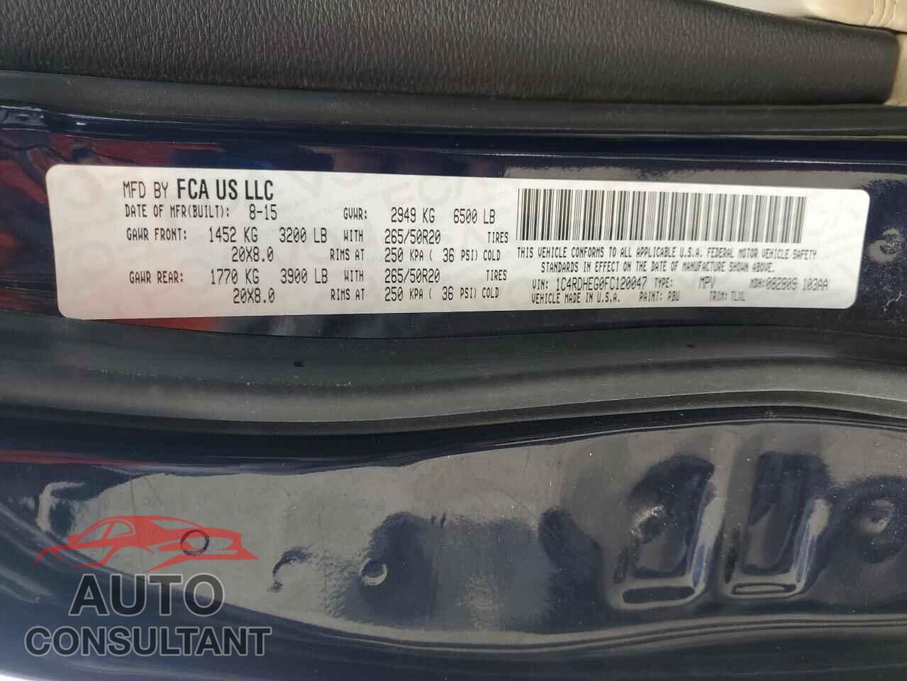 DODGE DURANGO 2015 - 1C4RDHEG0FC120047