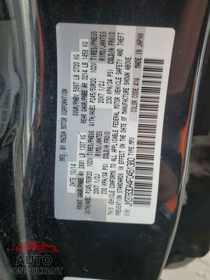 MAZDA CX-9 2015 - JM3TB3DA4F0451380
