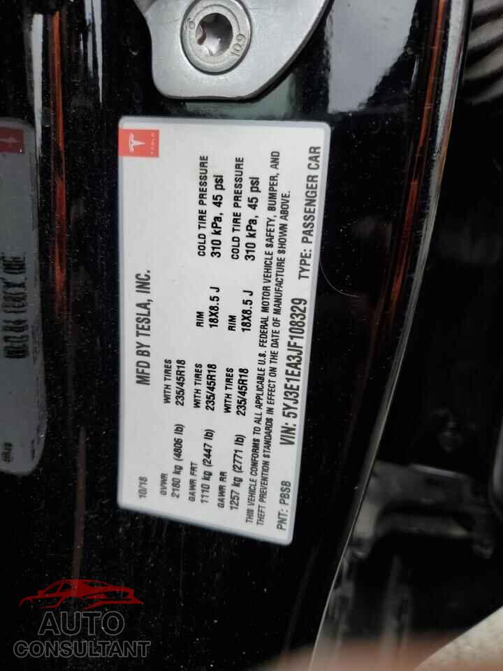TESLA MODEL 3 2018 - 5YJ3E1EA3JF108329