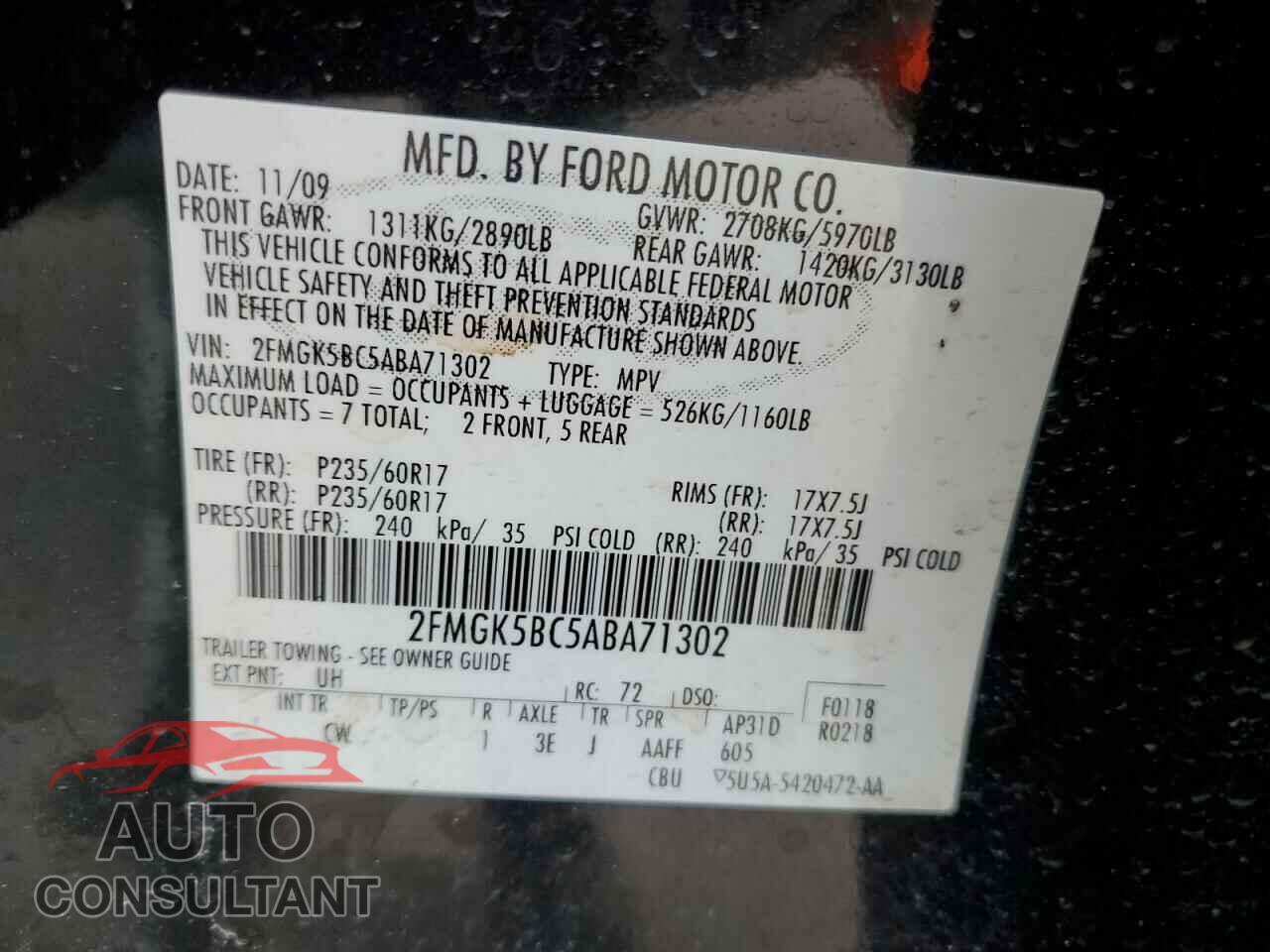 FORD FLEX 2010 - 2FMGK5BC5ABA71302