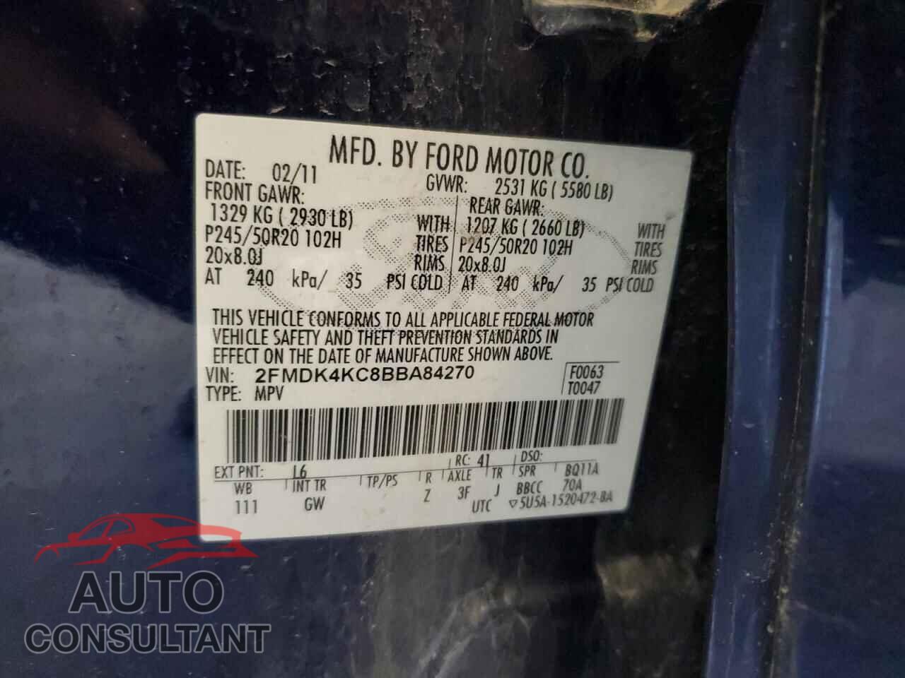 FORD EDGE 2011 - 2FMDK4KC8BBA84270