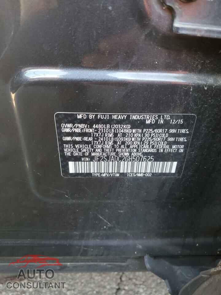 SUBARU FORESTER 2016 - JF2SJADC2GH507625