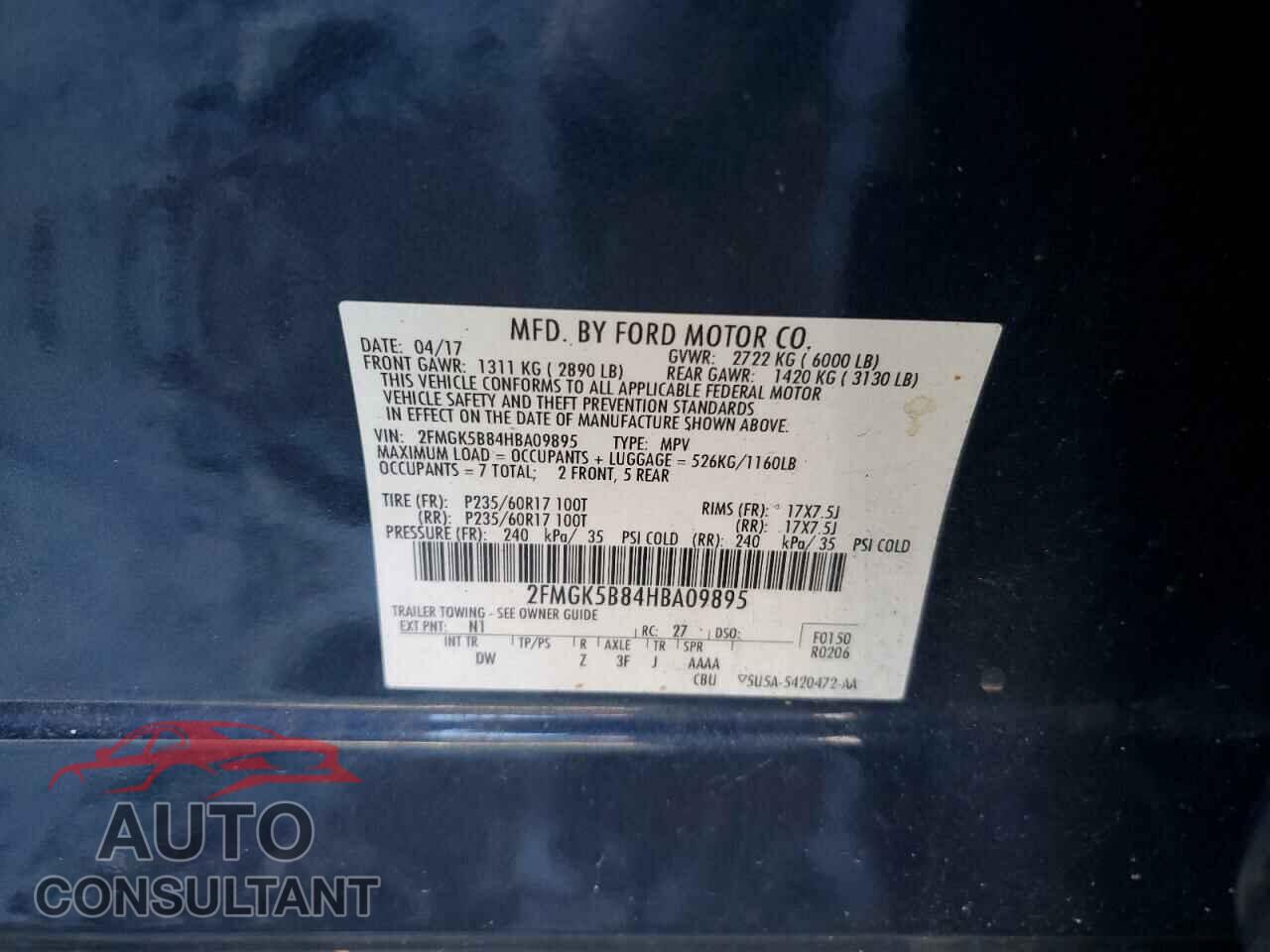 FORD FLEX 2017 - 2FMGK5B84HBA09895