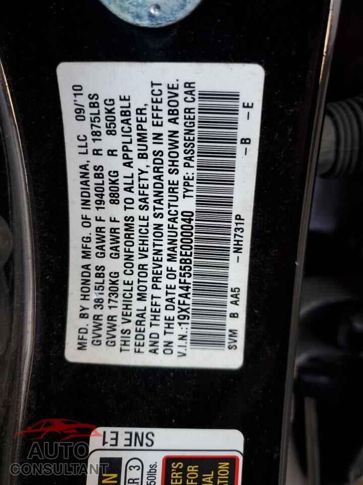 HONDA CIVIC 2011 - 19XFA4F55BE000040