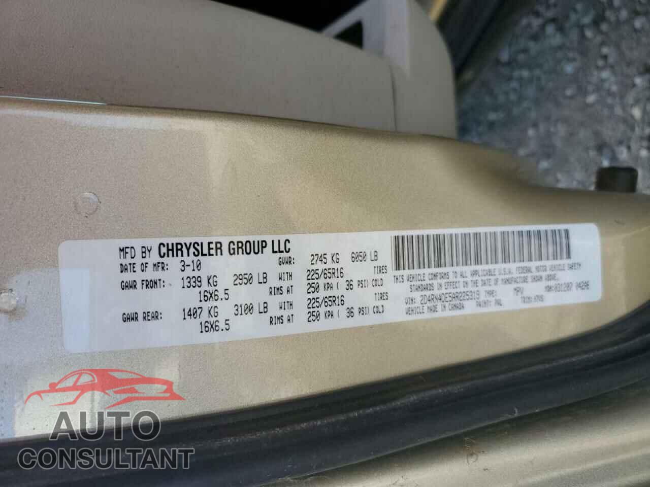 DODGE CARAVAN 2010 - 2D4RN4DE5AR225319