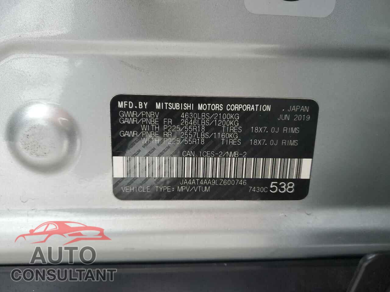MITSUBISHI ECLIPSE 2020 - JA4AT4AA9LZ600746