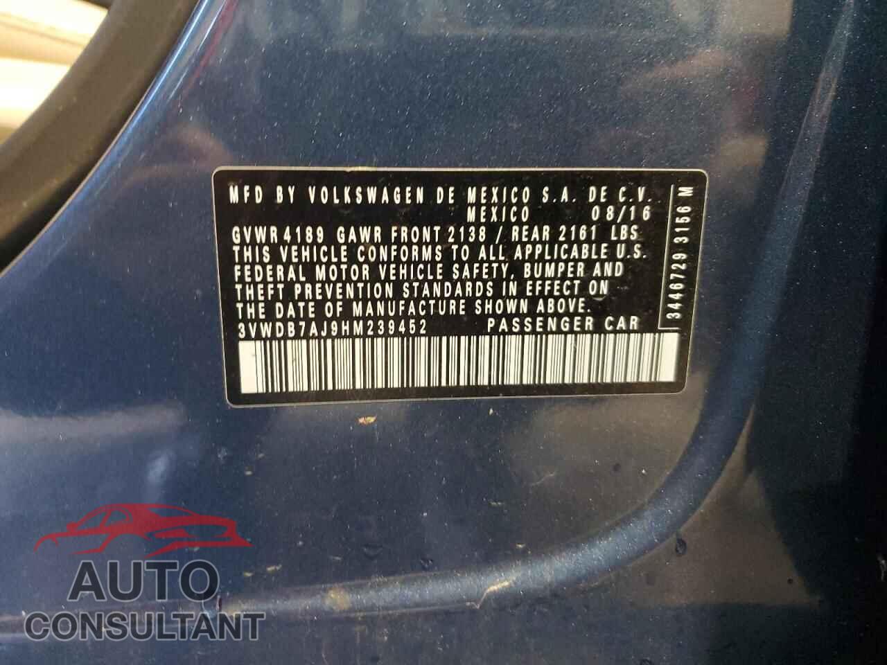 VOLKSWAGEN JETTA 2017 - 3VWDB7AJ9HM239452