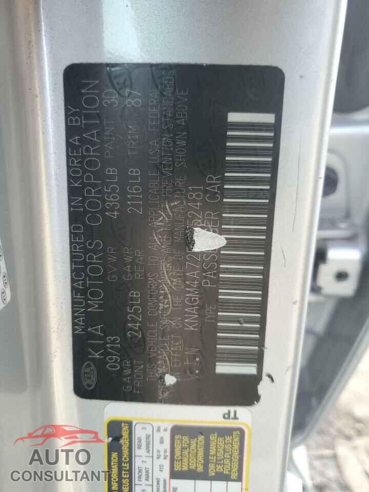 KIA OPTIMA 2014 - KNAGM4A72E5452481