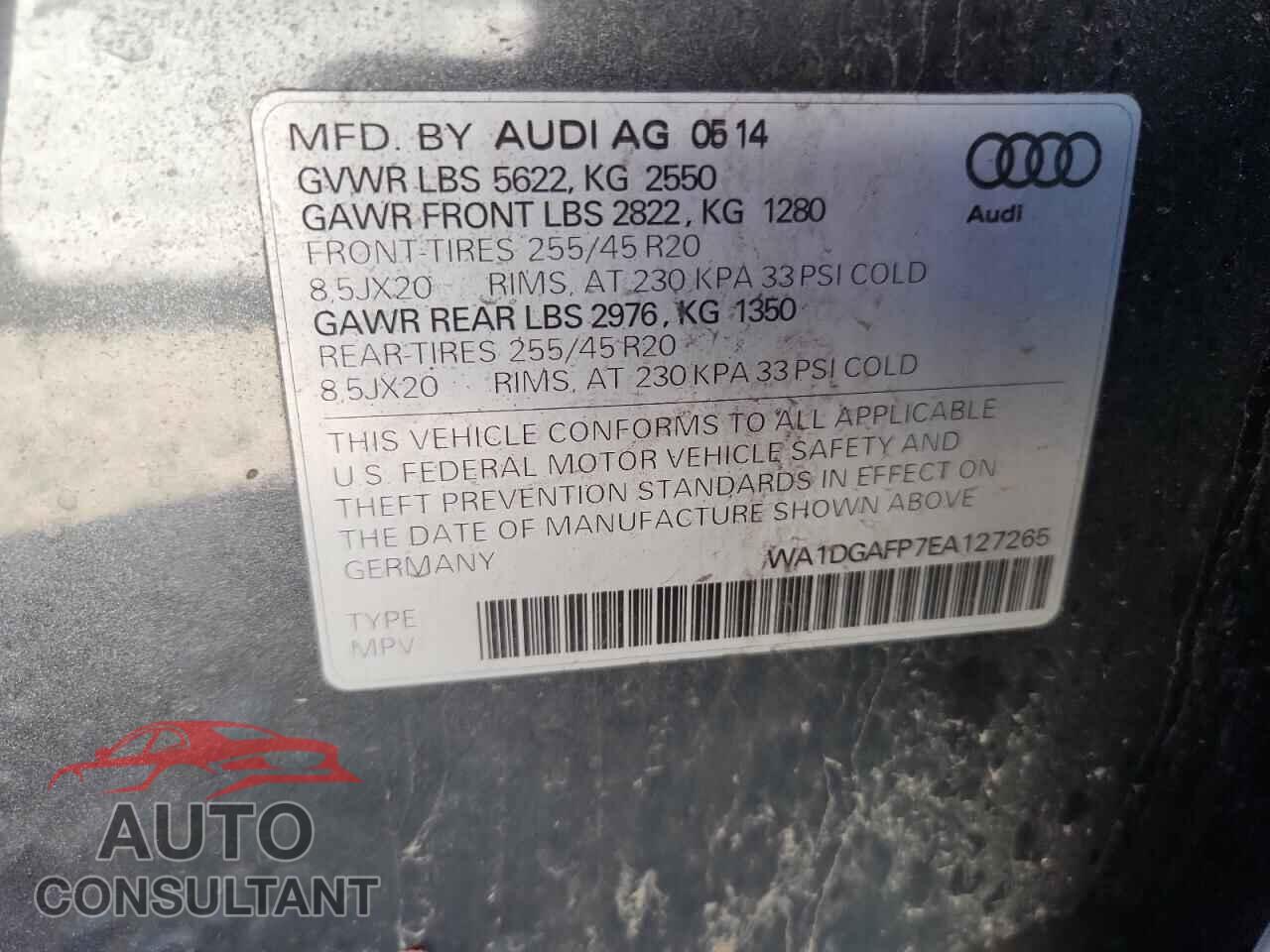 AUDI Q5 2014 - WA1DGAFP7EA127265
