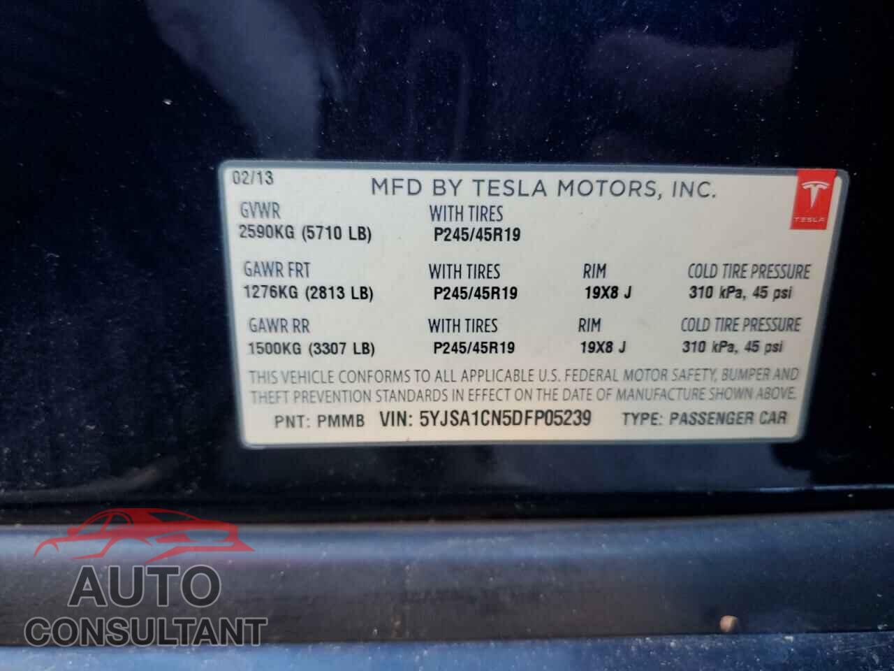TESLA MODEL S 2013 - 5YJSA1CN5DFP05239