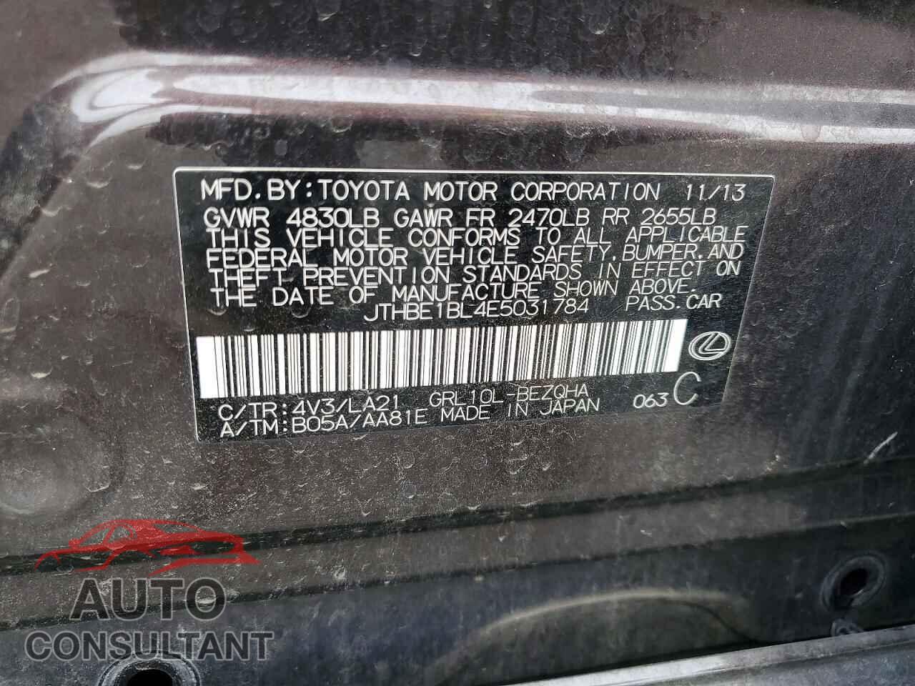 LEXUS GS350 2014 - JTHBE1BL4E5031784