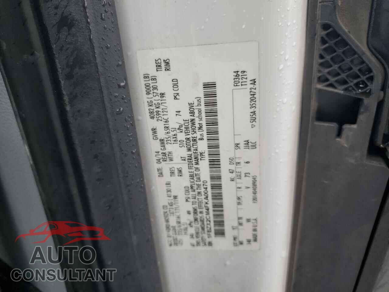 FORD TRANSIT 2015 - 1FBZX2CM4FKA00470