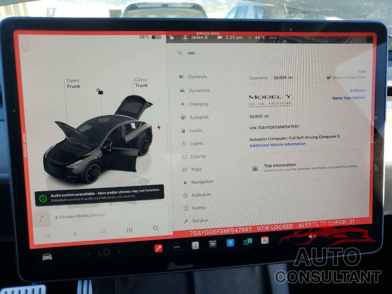 TESLA MODEL Y 2022 - 7SAYGDEF9NF547587