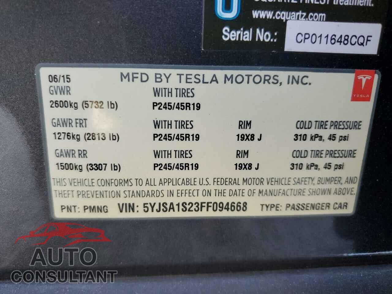 TESLA MODEL S 2015 - 5YJSA1S23FF094668
