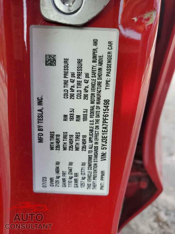 TESLA MODEL 3 2023 - 5YJ3E1EA7PF615498