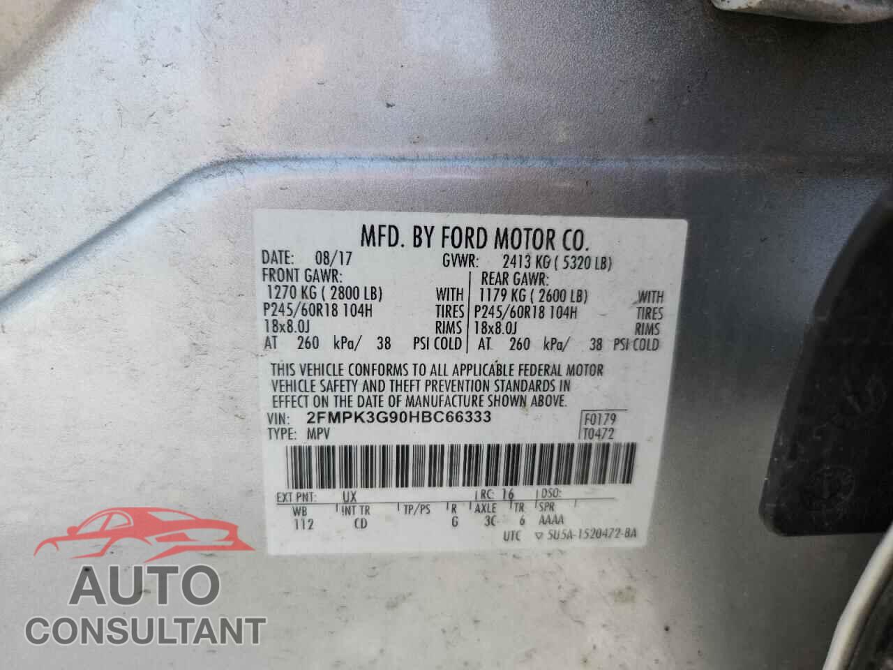 FORD EDGE 2017 - 2FMPK3G90HBC66333
