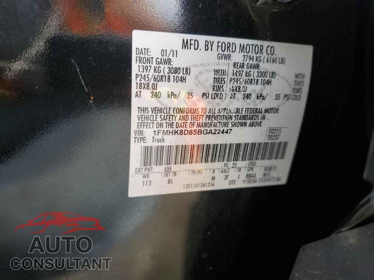 FORD EXPLORER 2011 - 1FMHK8D85BGA22447