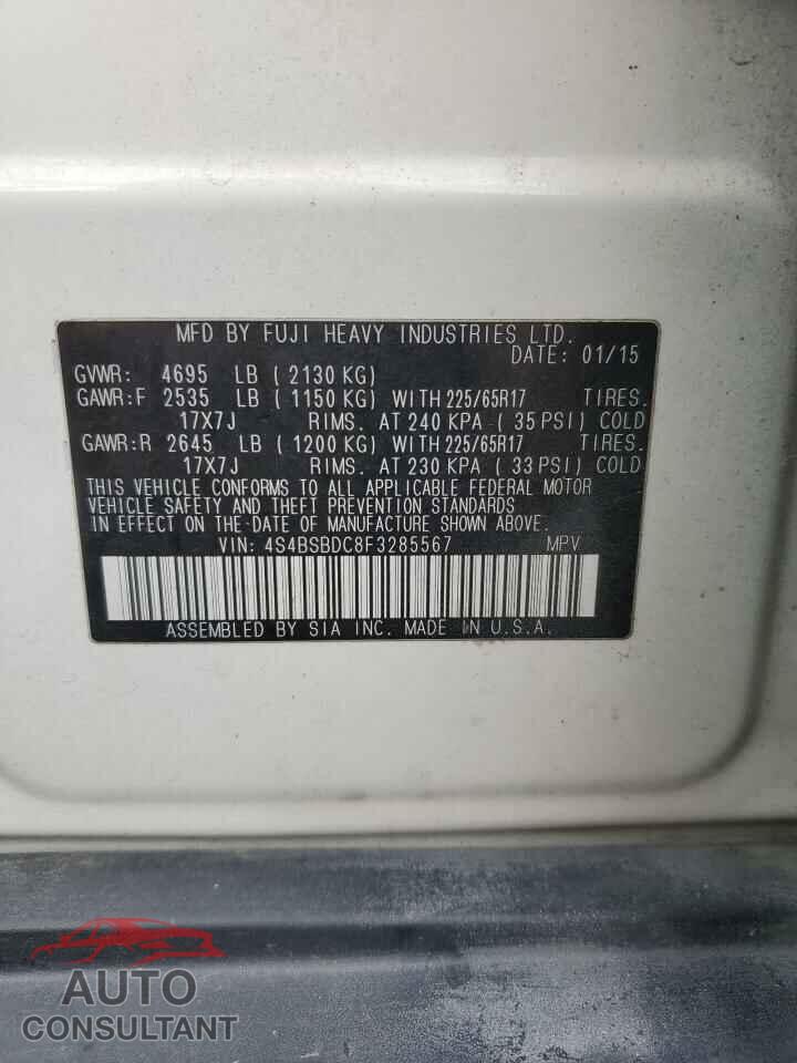 SUBARU OUTBACK 2015 - 4S4BSBDC8F3285567