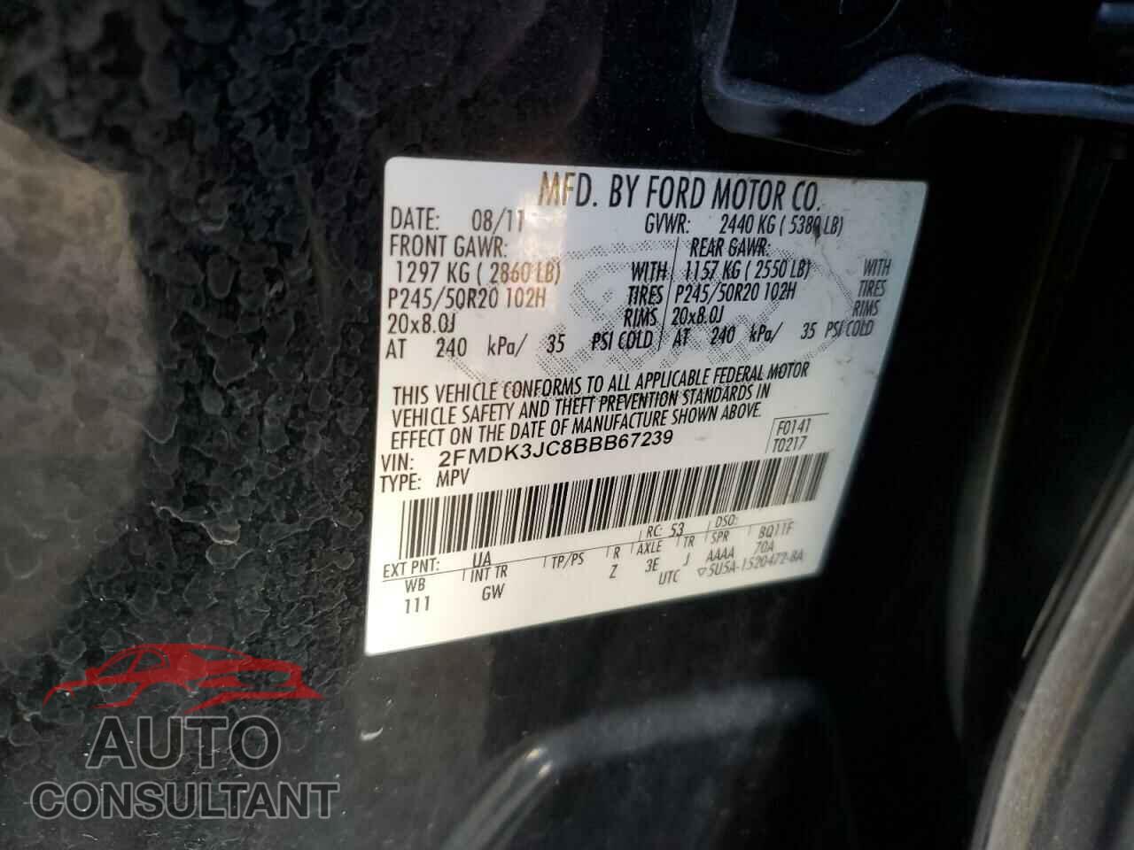 FORD EDGE 2011 - 2FMDK3JC8BBB67239