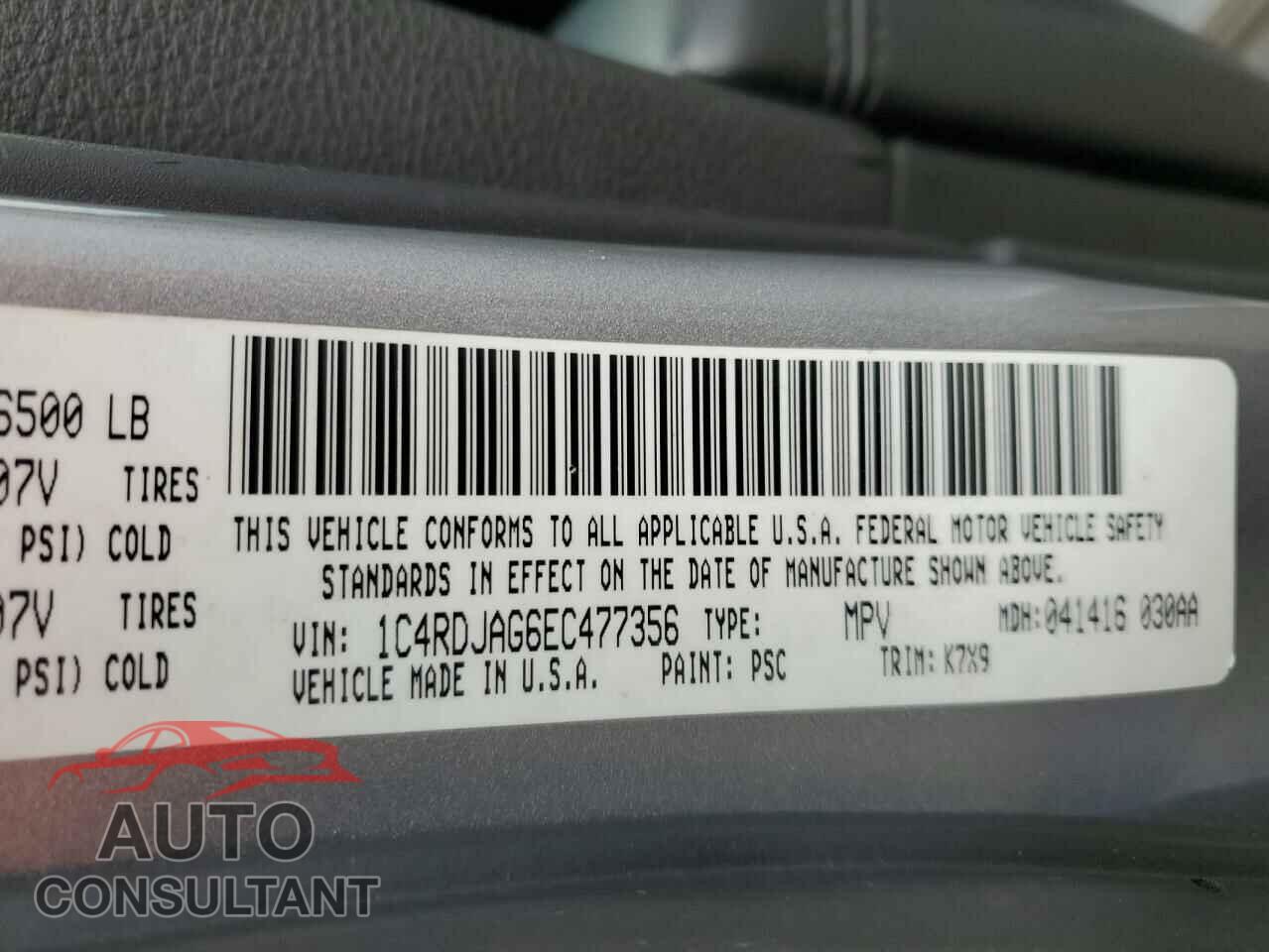 DODGE DURANGO 2014 - 1C4RDJAG6EC477356
