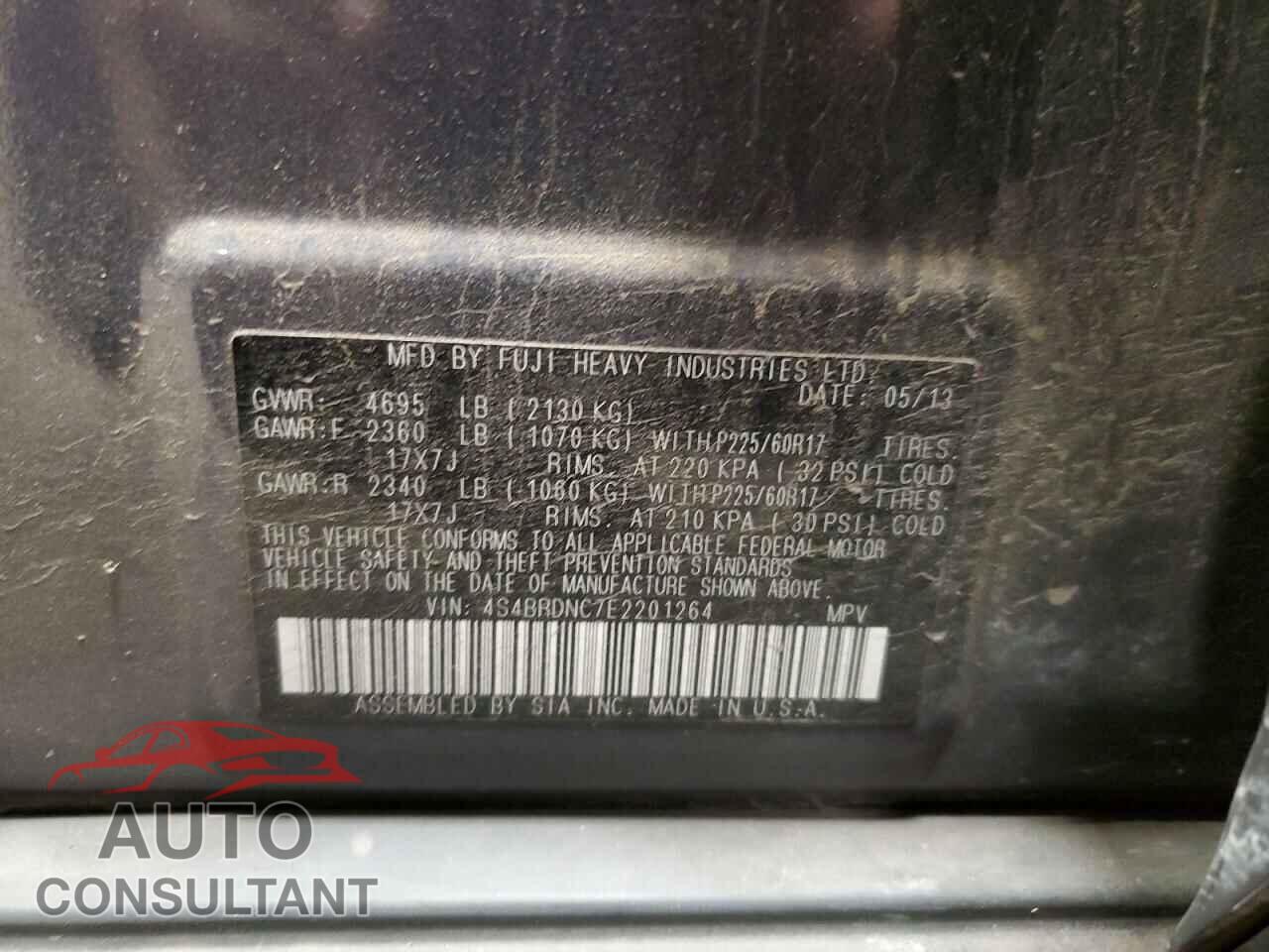 SUBARU OUTBACK 2014 - 4S4BRDNC7E2201264