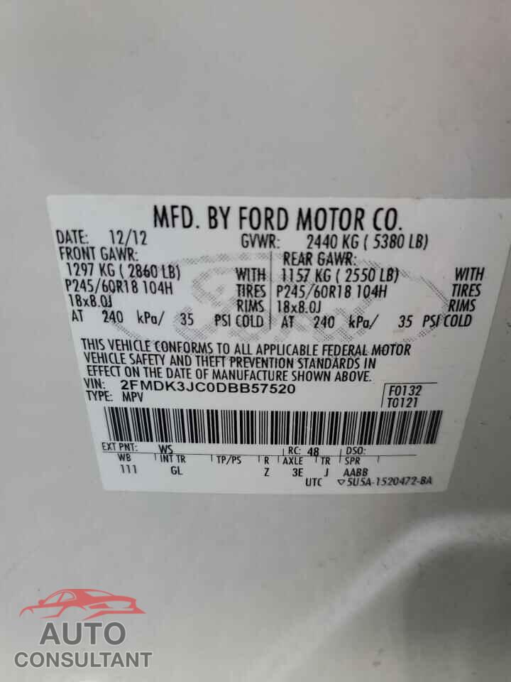 FORD EDGE 2013 - 2FMDK3JC0DBB57520