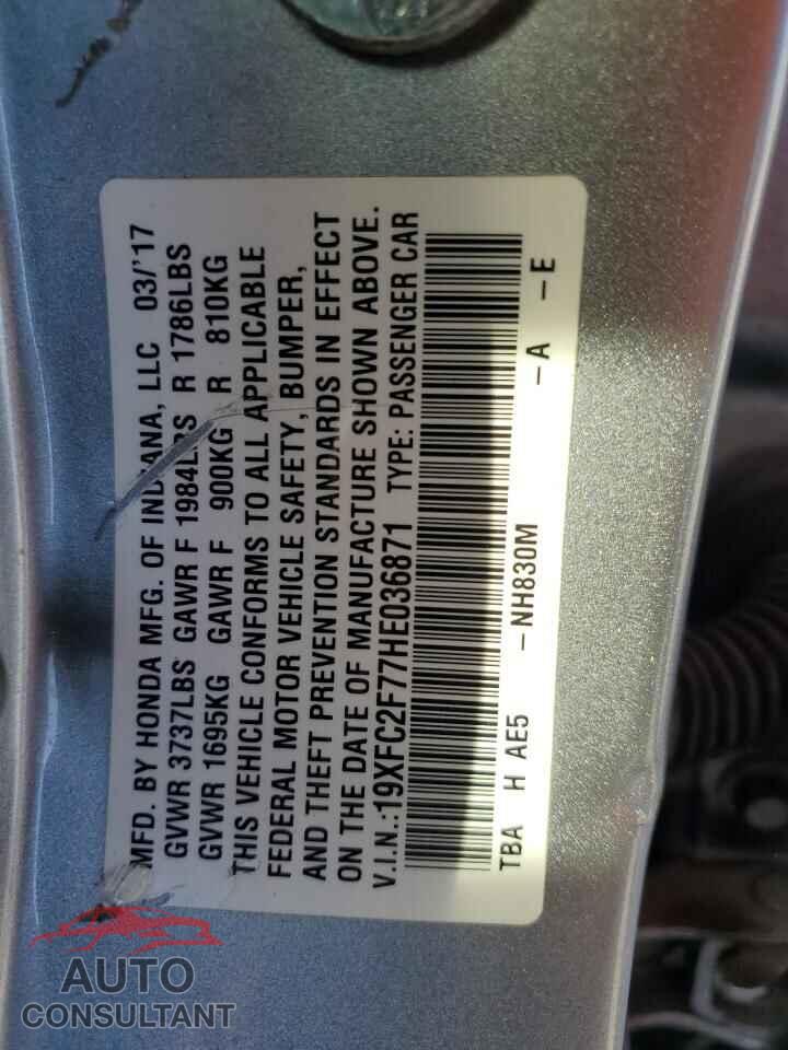 HONDA CIVIC 2017 - 19XFC2F77HE036871