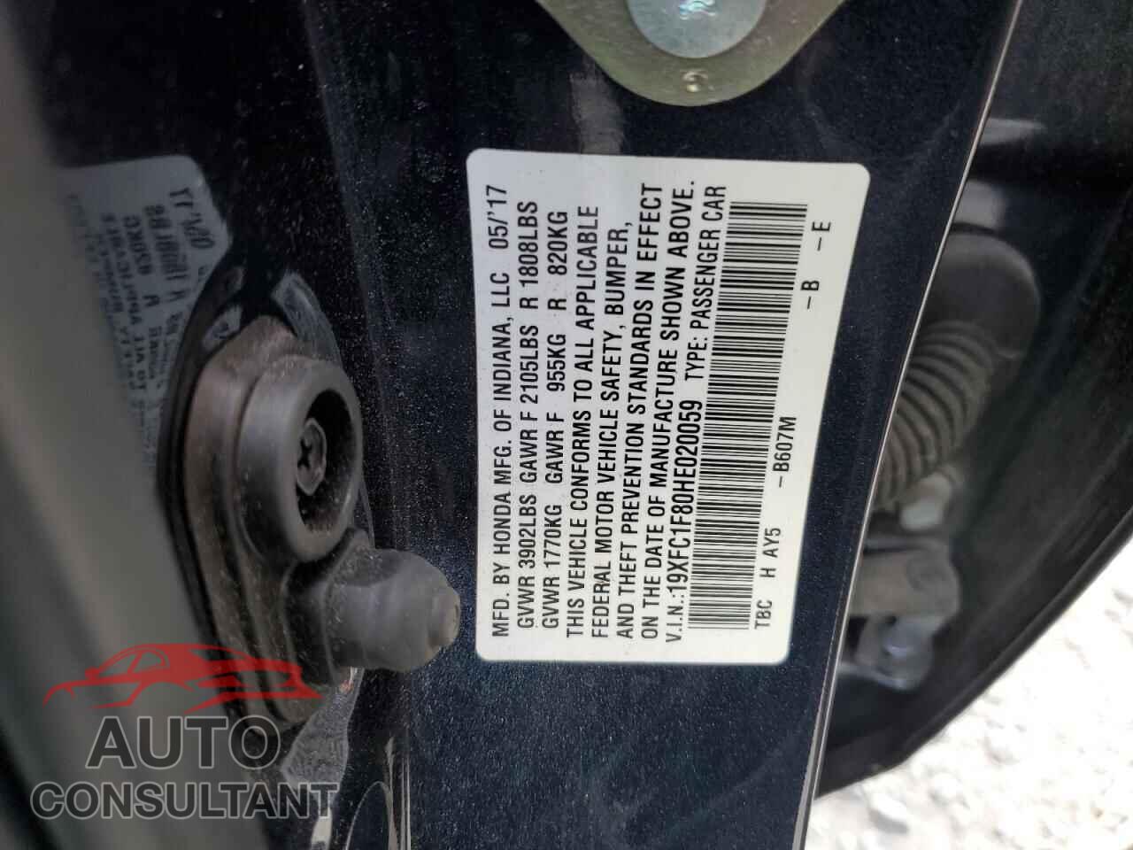 HONDA CIVIC 2017 - 19XFC1F80HE020059