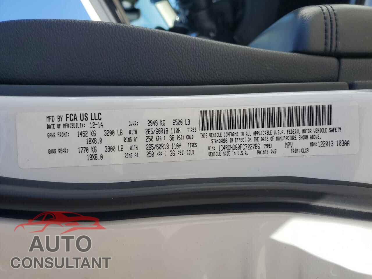 DODGE DURANGO 2015 - 1C4RDHDG0FC722786