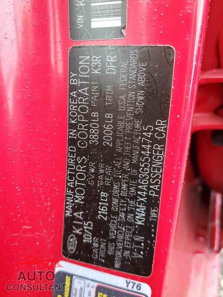 KIA FORTE 2016 - KNAFX4A63G5544745