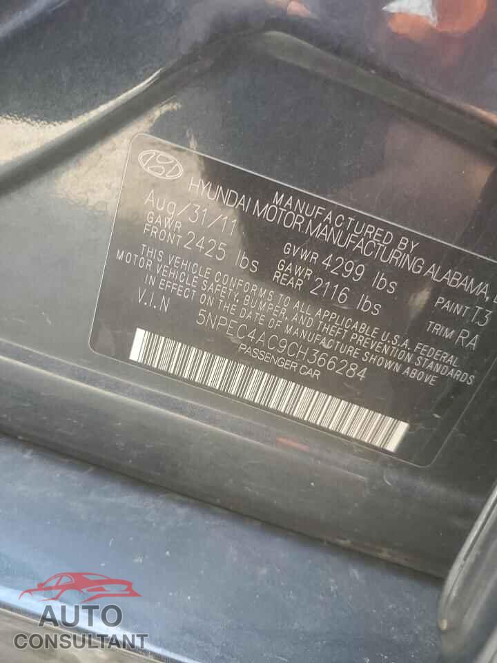 HYUNDAI SONATA 2012 - 5NPEC4AC9CH366284