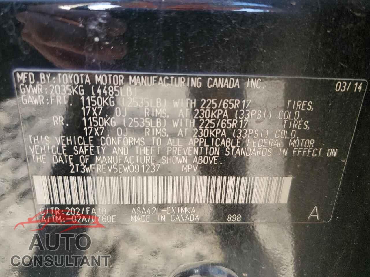 TOYOTA RAV4 2014 - 2T3WFREV5EW091237