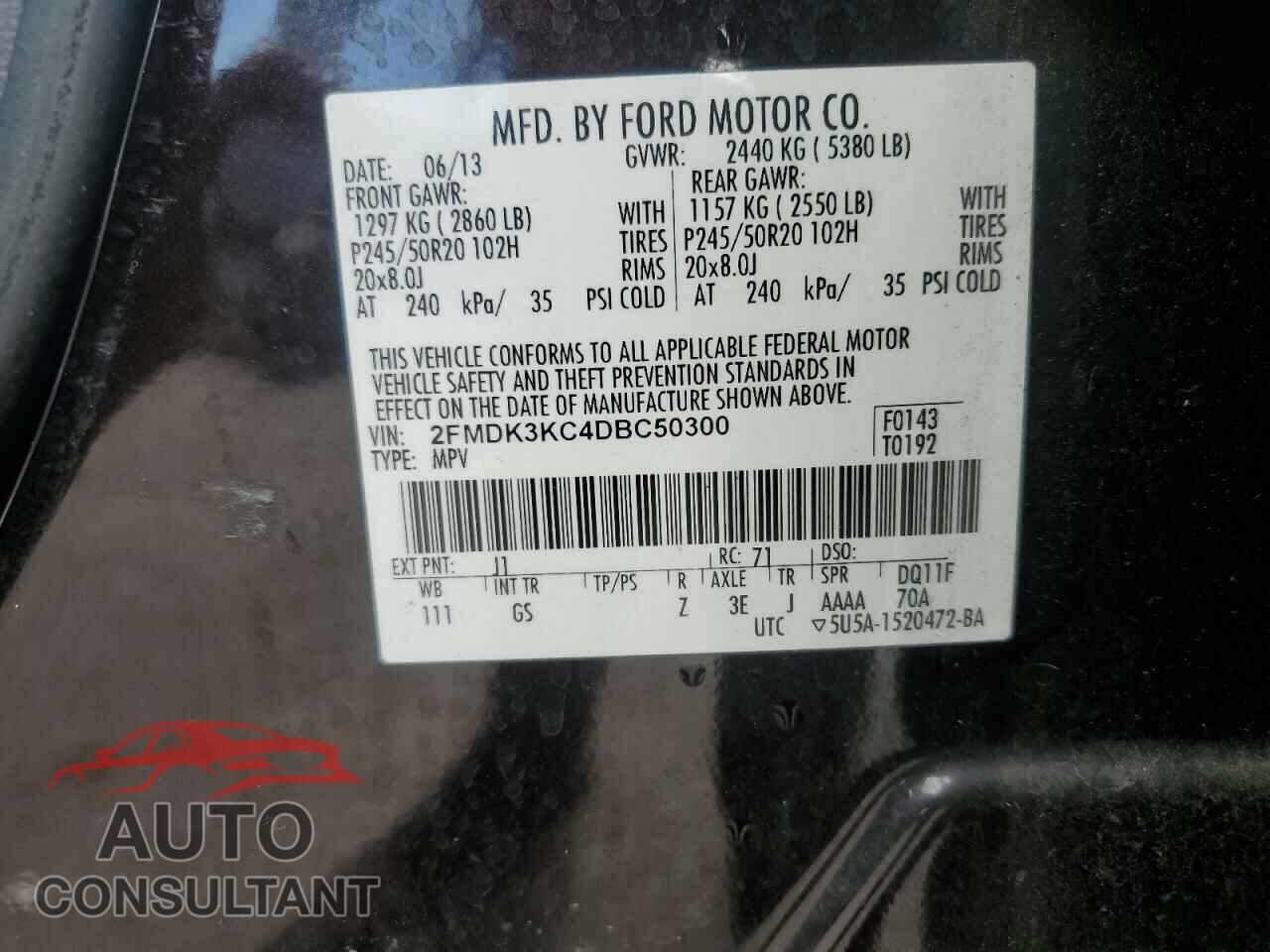 FORD EDGE 2013 - 2FMDK3KC4DBC50300