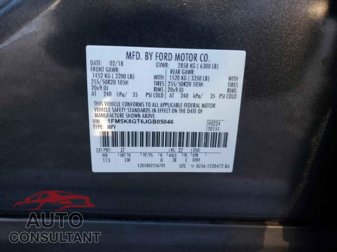 FORD EXPLORER 2018 - 1FM5K8GT6JGB05046