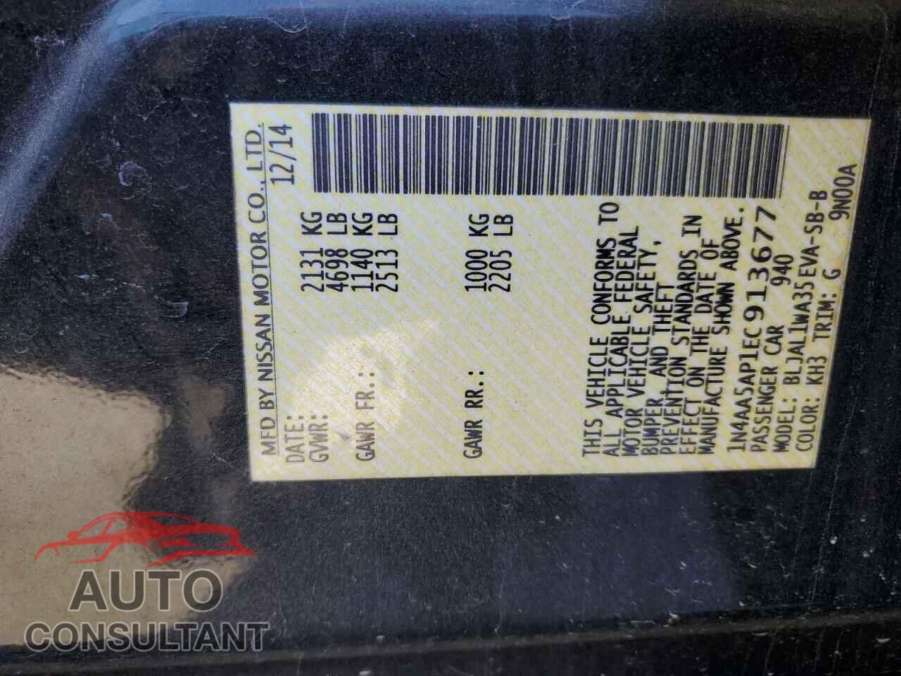NISSAN MAXIMA 2014 - 1N4AA5AP1EC913677