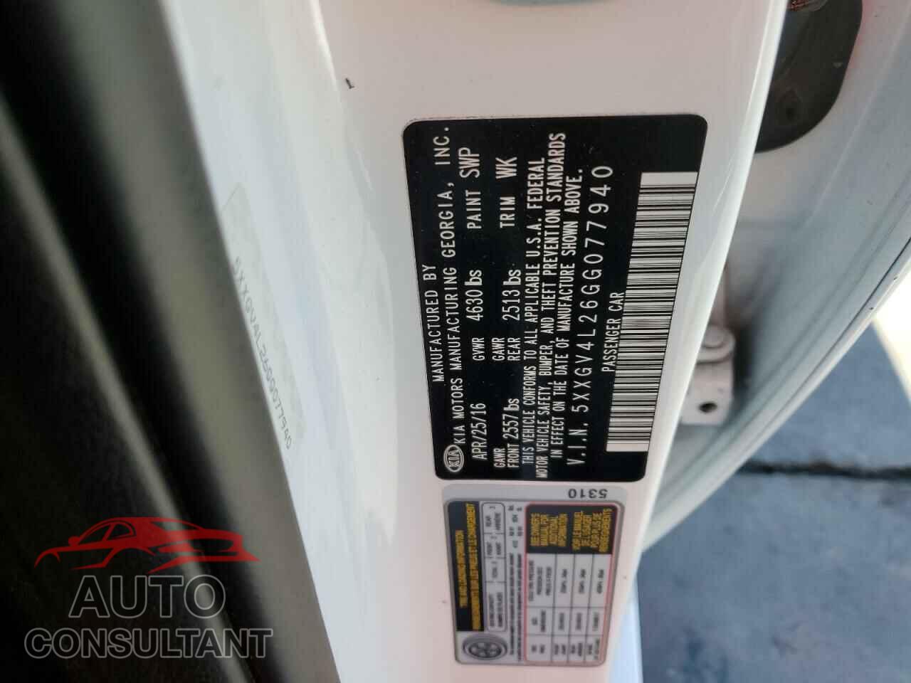 KIA OPTIMA 2016 - 5XXGV4L26GG077940