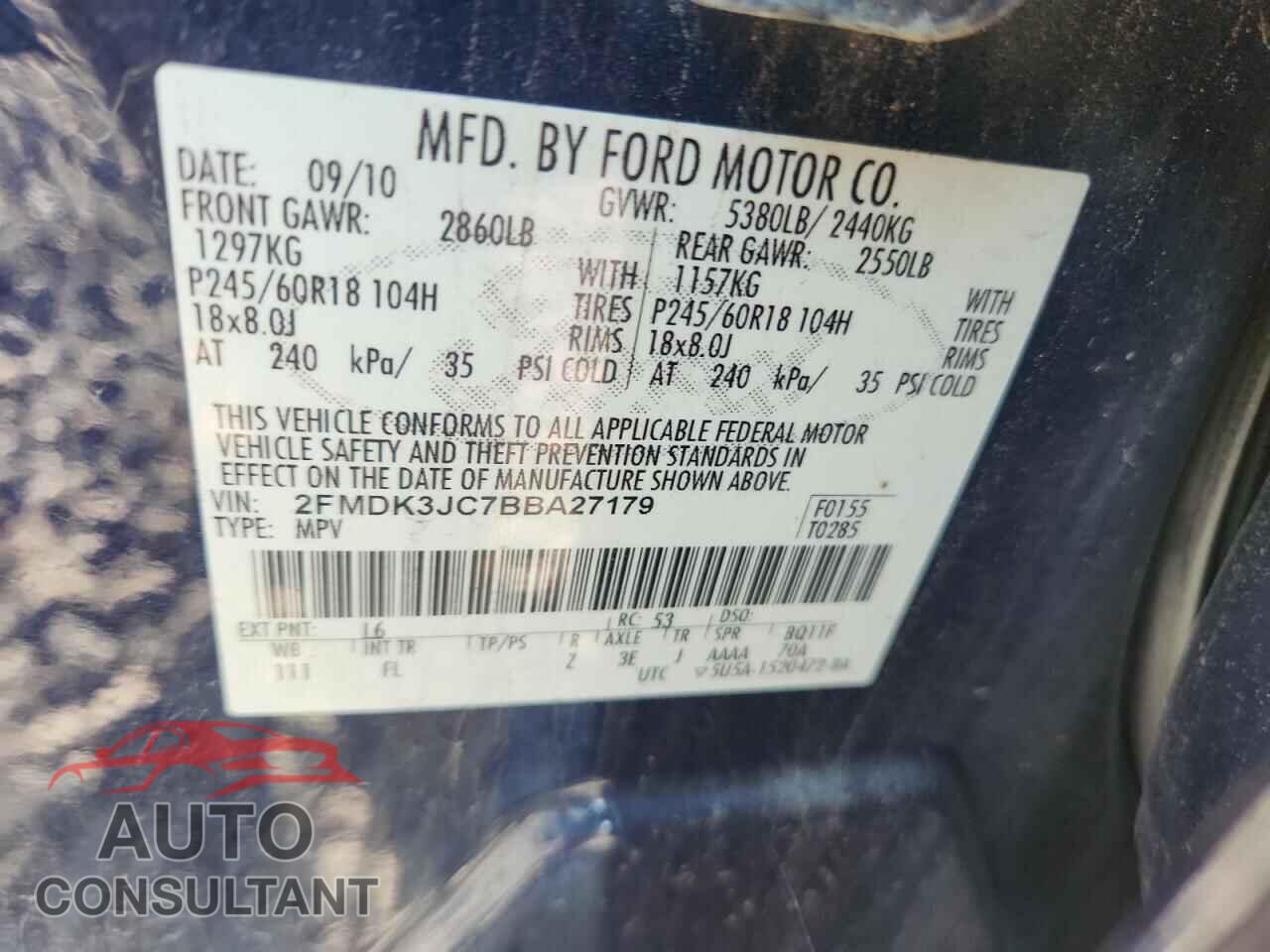 FORD EDGE 2011 - 2FMDK3JC7BBA27179