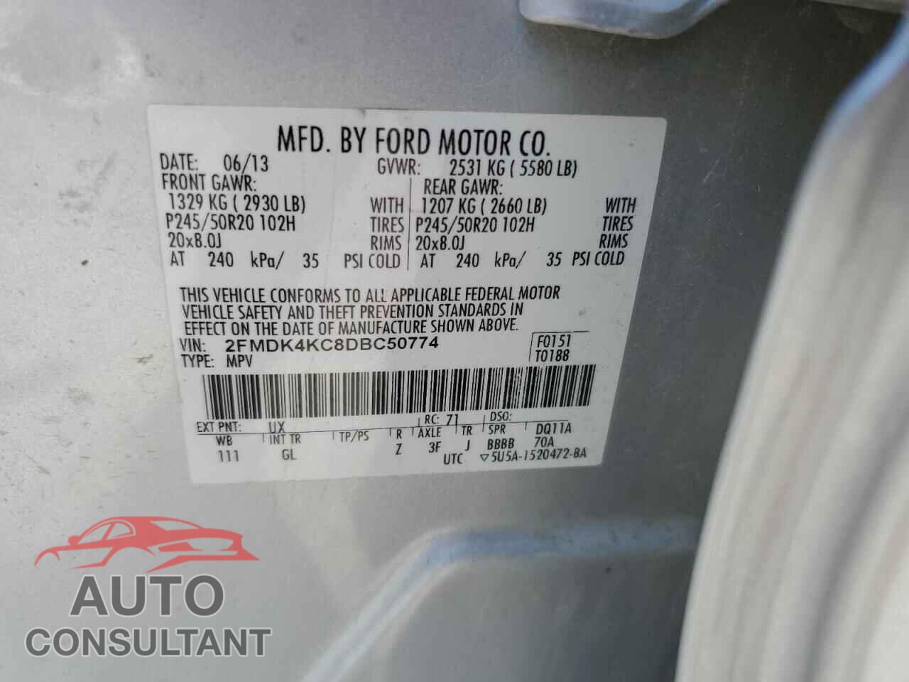 FORD EDGE 2013 - 2FMDK4KC8DBC50774