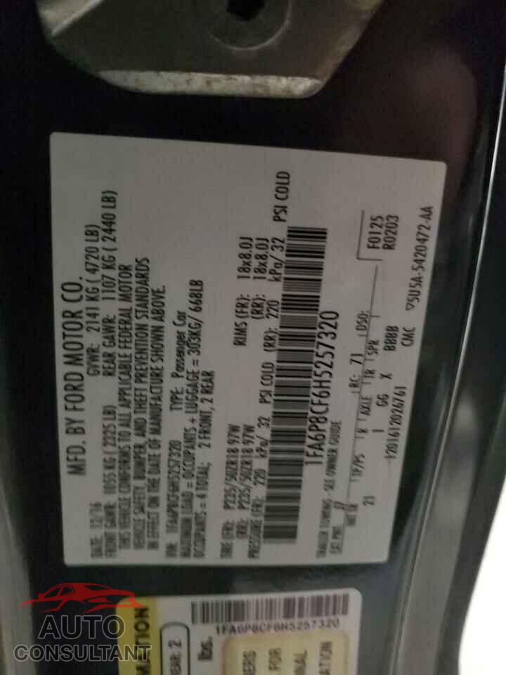 FORD MUSTANG 2017 - 1FA6P8CF6H5257320