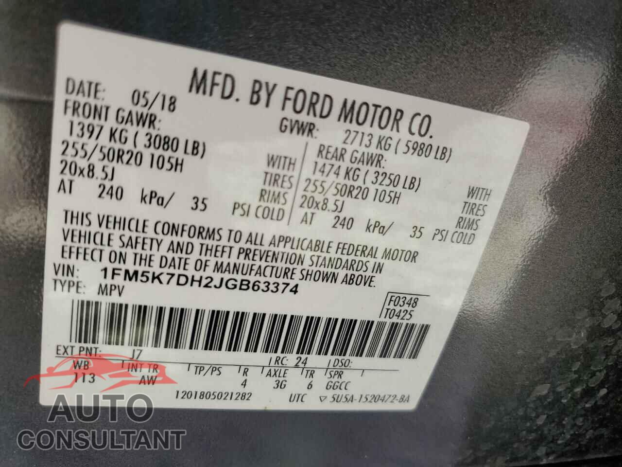 FORD EXPLORER 2018 - 1FM5K7DH2JGB63374
