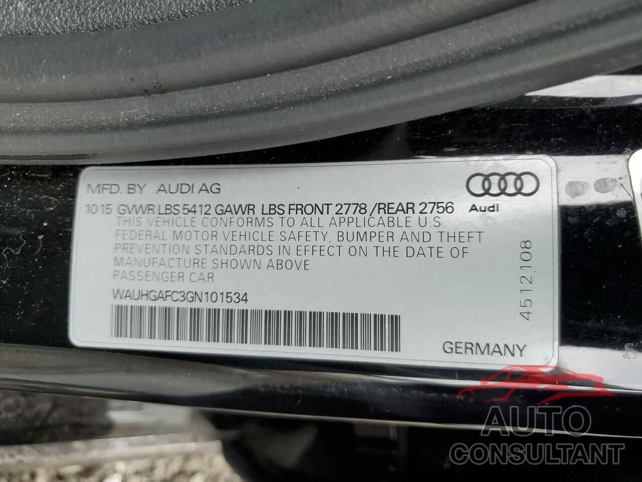 AUDI A6 2016 - WAUHGAFC3GN101534