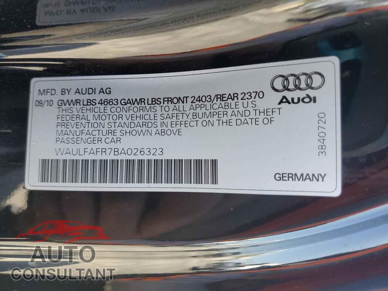 AUDI A5 2011 - WAULFAFR7BA026323
