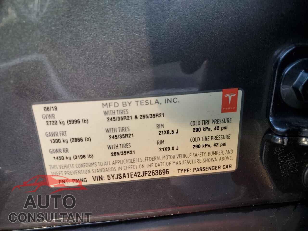 TESLA MODEL S 2018 - 5YJSA1E42JF263696