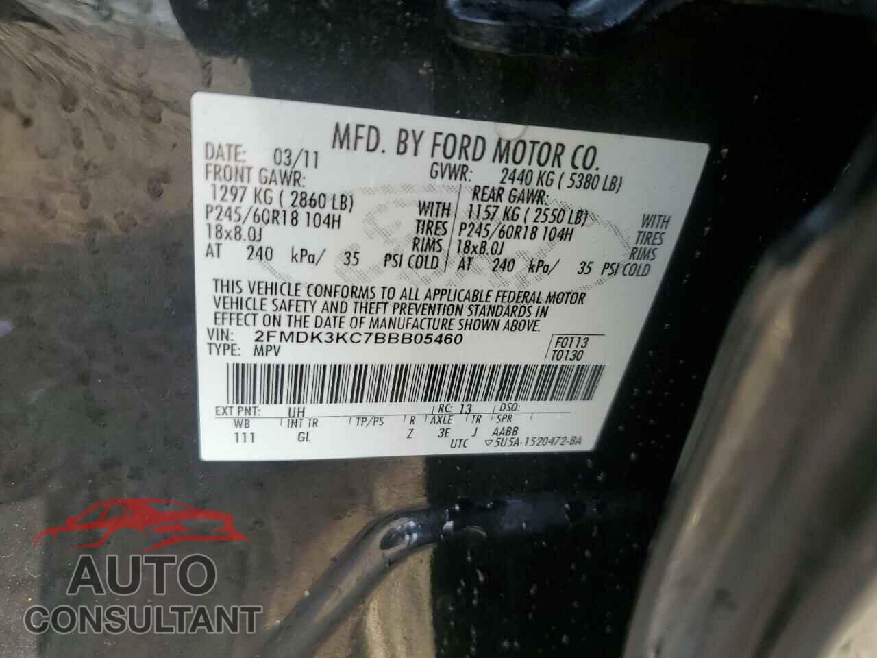 FORD EDGE 2011 - 2FMDK3KC7BBB05460