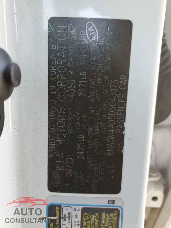 KIA OPTIMA 2013 - KNAGM4AD5D5043976
